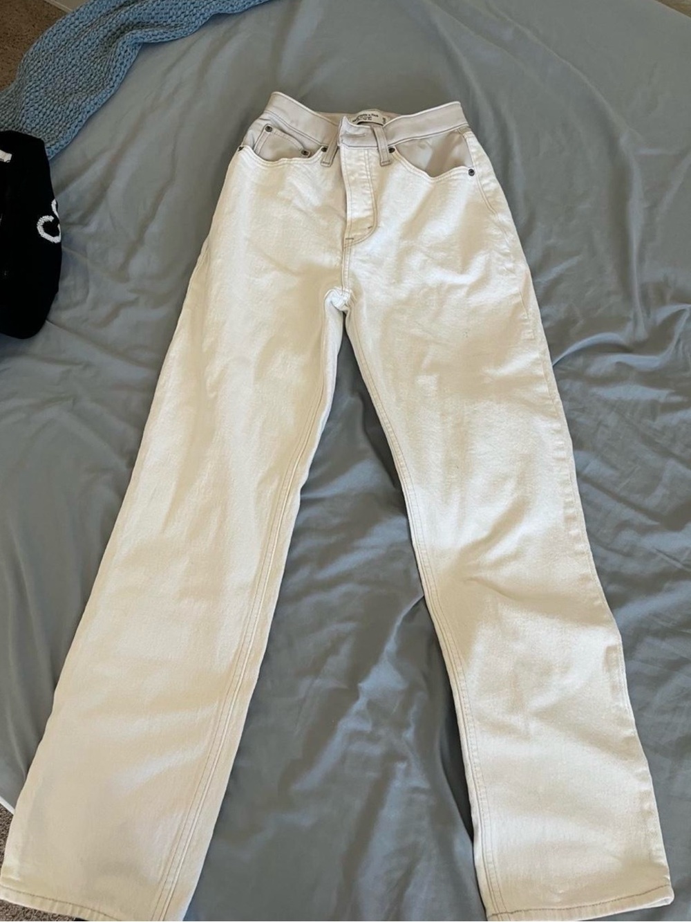 Abercrombie & Fitch Cream Wide-Leg High-Rise Jeans